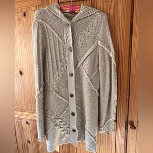 TSE Cream Cable Knit Cashmere Cardigan, size L